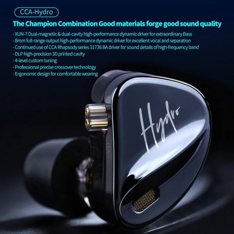 CCA Hydro 20 Unit Adjustable Ring Iron Audio-Adjustable High-End In-Ear Wired Headphones for Streamers