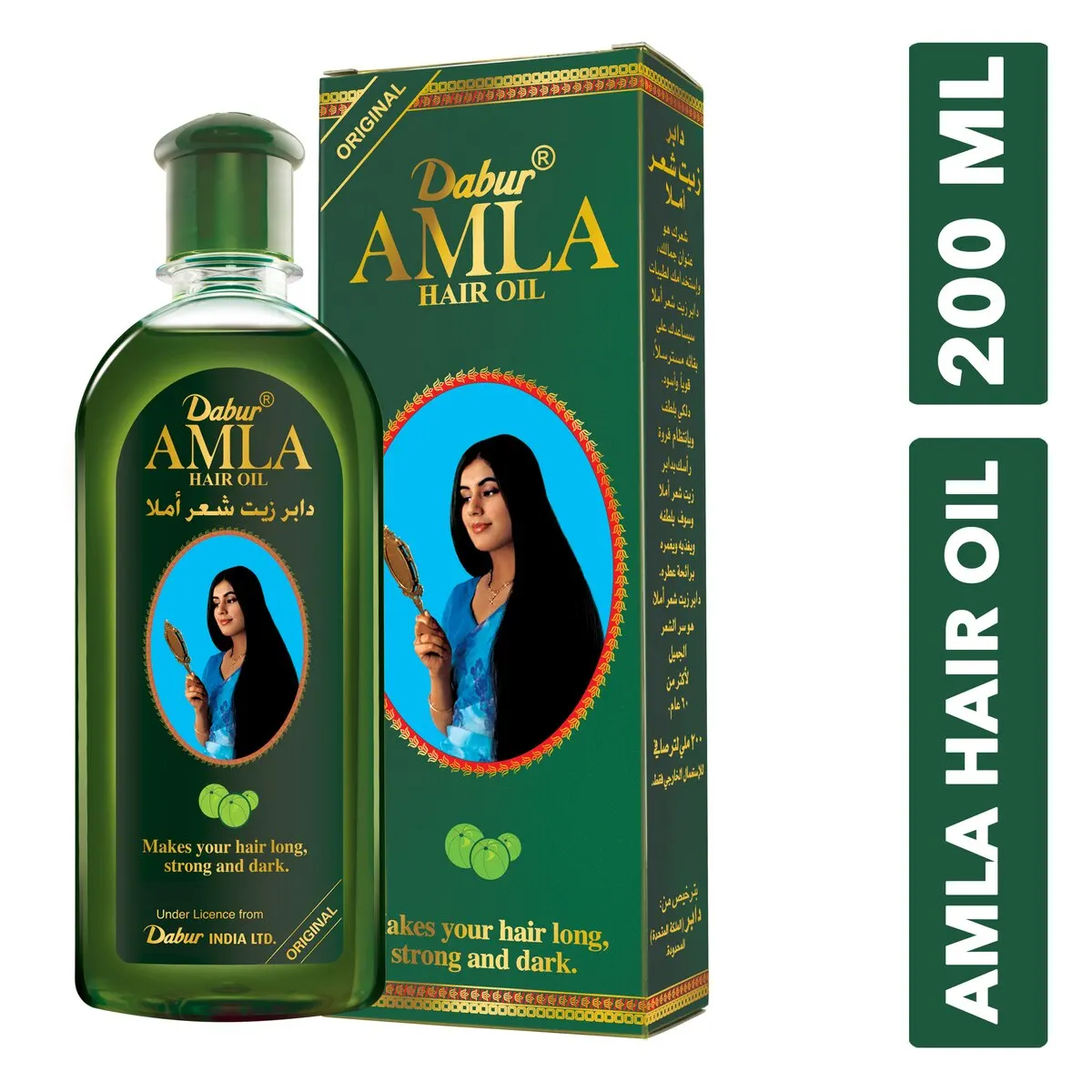 Dabur amla índia gooseberry crescimento do cabelo óleo poderoso velocidade alimentador evitar perda natural original vitamina e 200ml