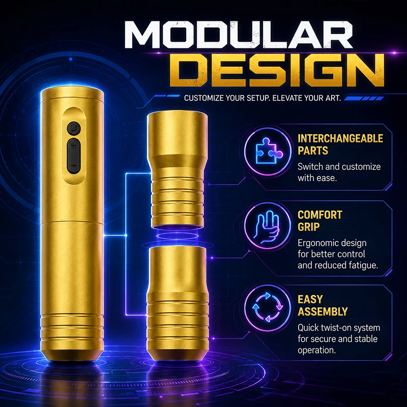 High Quality Wireless Tattoo Pen Kit Modular Design Adjustable Stroke For Professional Tattoo Artists
