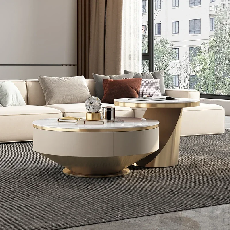 

Nordic White Coffee Tables Modern Marble design Premium Legs Metal Side Table Storage Unique Stoliki Kawowe Home Furniture