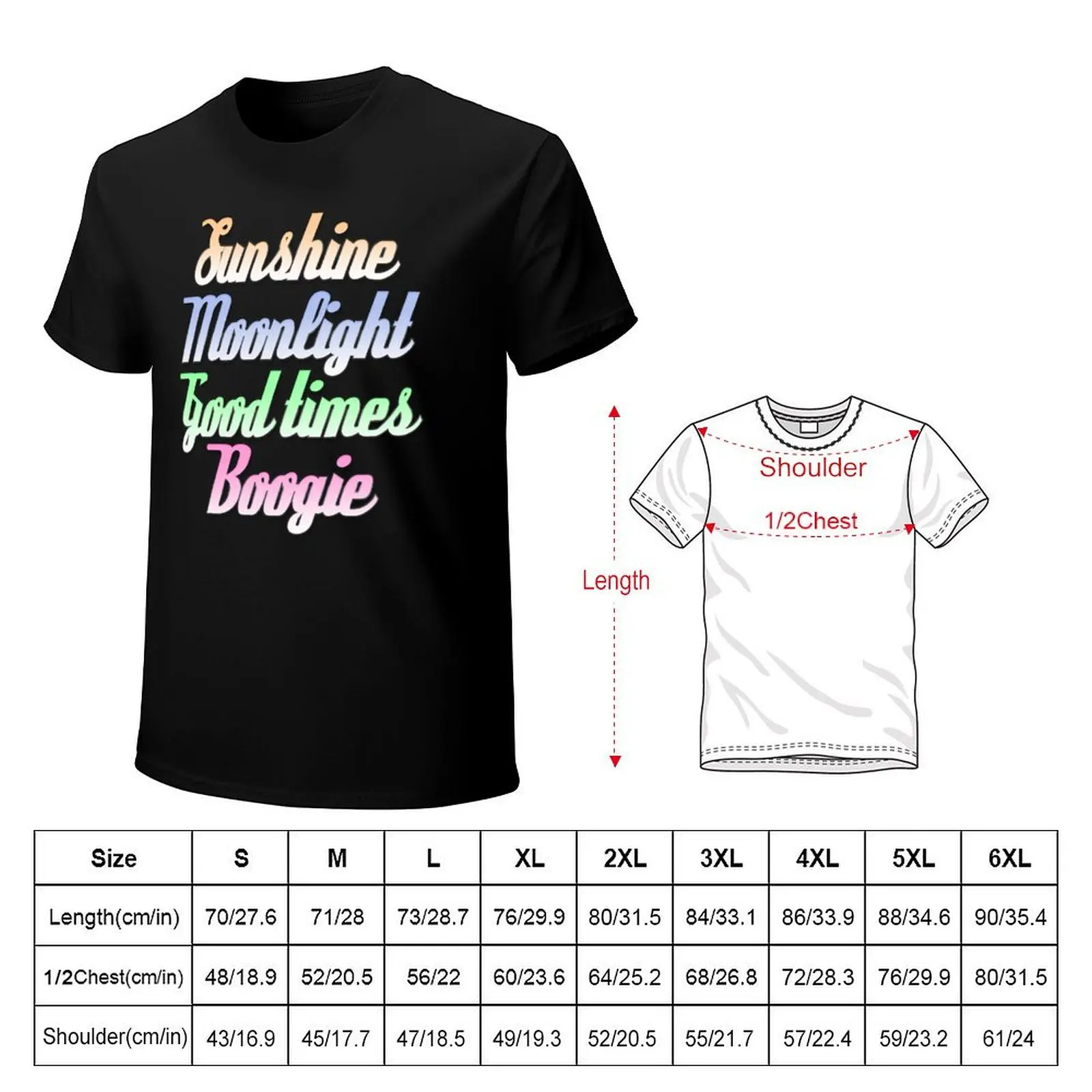 Sunshine Moonlight Good Times Boogie T-Shirt Retro Style Print Casual Top