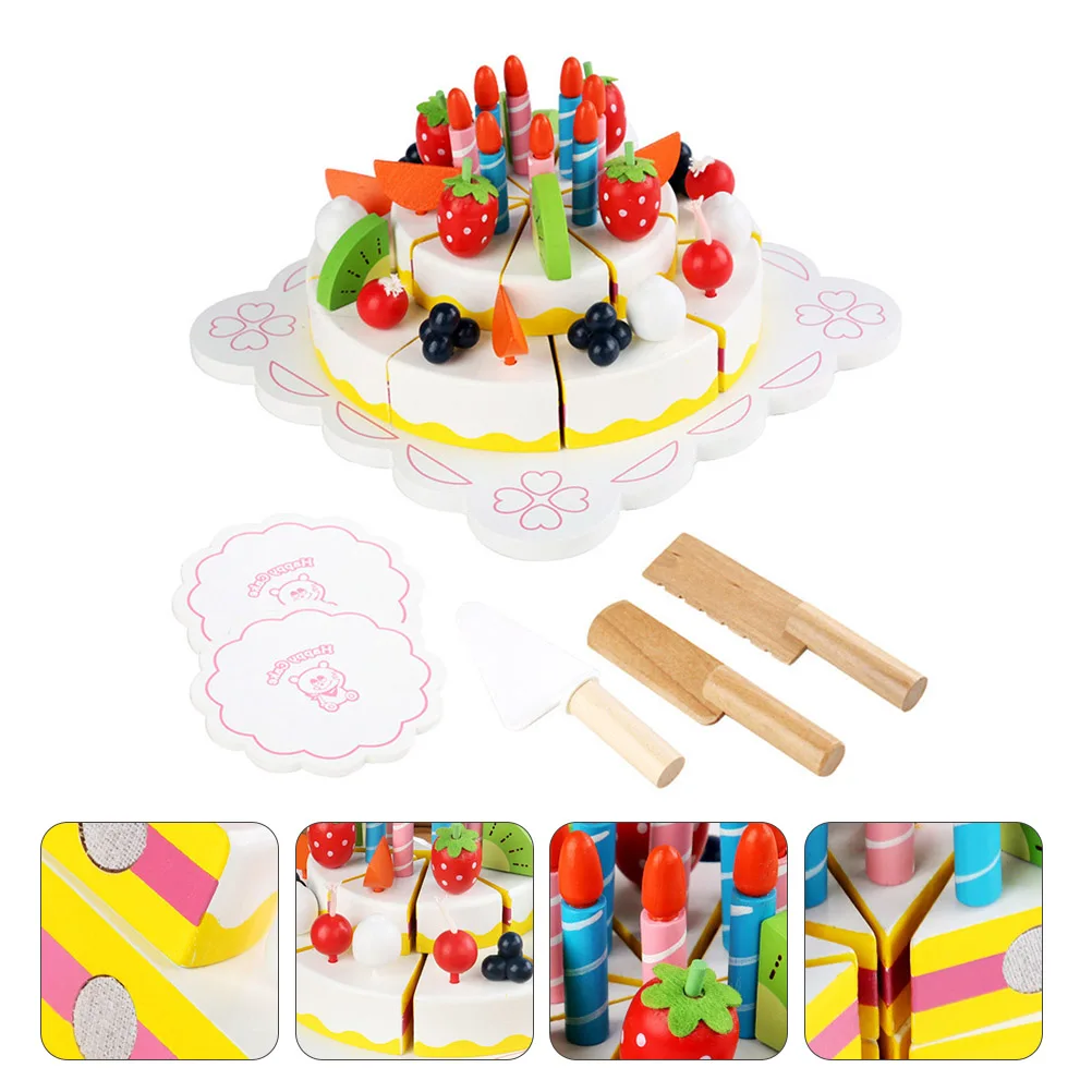 Juego de juguetes para cortar pasteles de madera, juguetes para niños, comida de cocina de simulación, diversión para niños tempranos, creatividad, imaginación, mano y ojo
