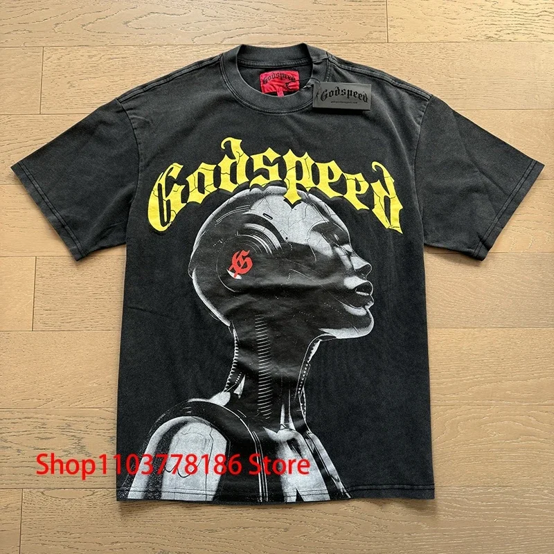 Godspeed T-shirt 2025 Summer New Robot Print Fashion Handsome Short Sleeve Men Women Casual All-match Tops Tees Sweatshirt