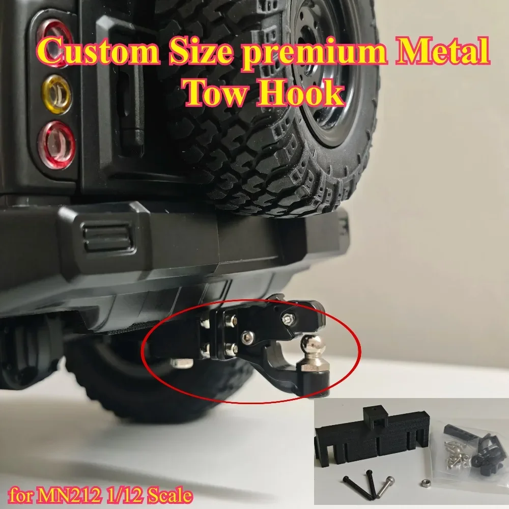 Custom Sized premium Metal Tow Hook Upgrade Parts Non-Destructive Installation for MN212 1/12 RC Car Exterior Decor Accessories