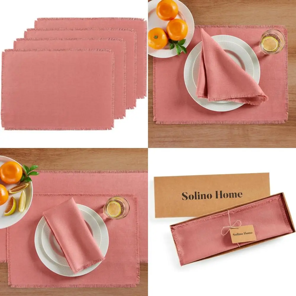 

Linen Placemats Set of 4 - Dusty Rose, 14x19 Inches, Pure Linen Table Mats for Elegant Dining