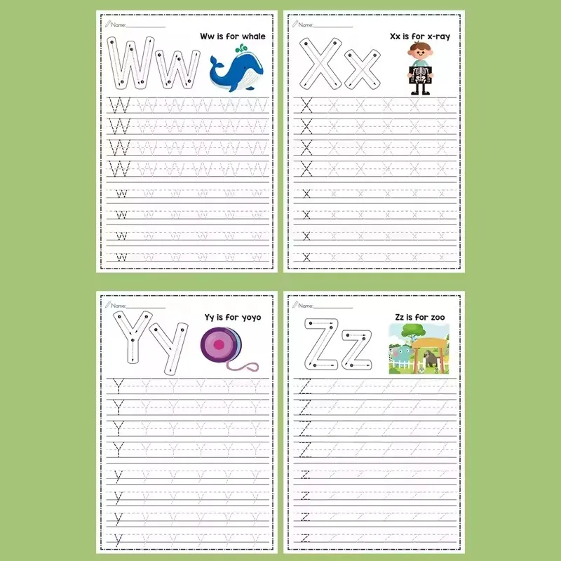 สมุดฝึกเขียนภาษาอังกฤษ 26 ตัวอักษร ฝึกเขียนตัวพิมพ์ใหญ่และตัวพิมพ์เล็ก สมุดระบายสีฝึกการควบคุมปากกา ฝึกเขียนด้วยลายมือ