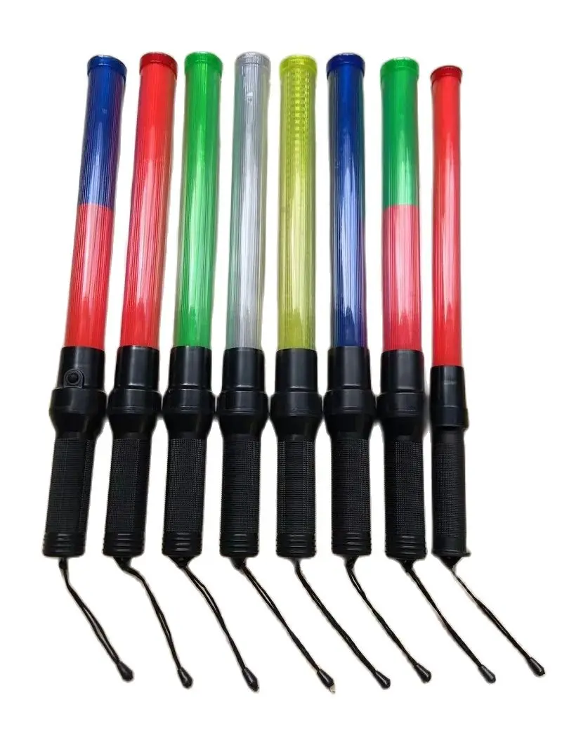 54CM Length Outdoor LED Red Green Flashing Light Road Traffic Signal Warning Hard PVC Wand Ref Safety Command Tool