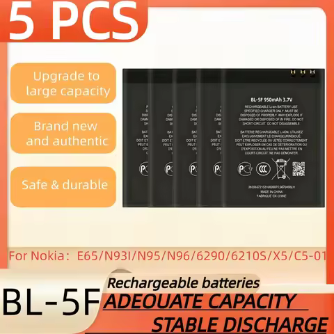 3.7V 950mAh BatteryBL-5F Rechargeable Batteries ForNokia E65/N93I/N95/N96/6290/6210S/X5/C5-01 phone Battery