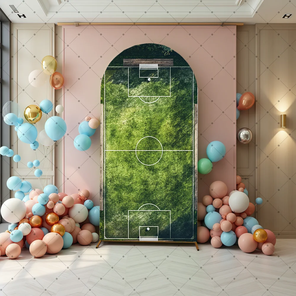 Soccer Arch Backdrop Cover Football Field & Soccer Ball Theme for Sports Party,Birthday Decoration & Photography Background Wall
