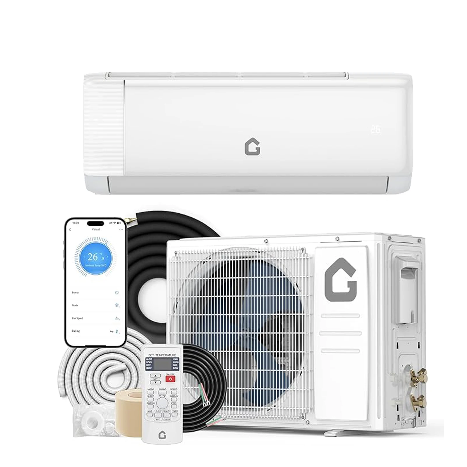 

Мини-сплит-система кондиционирования воздуха 12000 BTU, 19 SEER, 230В, инверторная система отопления, тепловой насос, охлаждает/обогревает до 750 кв. футов. Фут