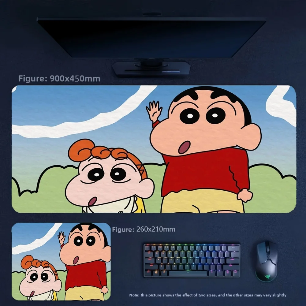 Anime Crayon Shin-chan and His Family and Friends Leather Non-slip Mouse Pad Children's Comic Style Waterproof Leather Table Mat