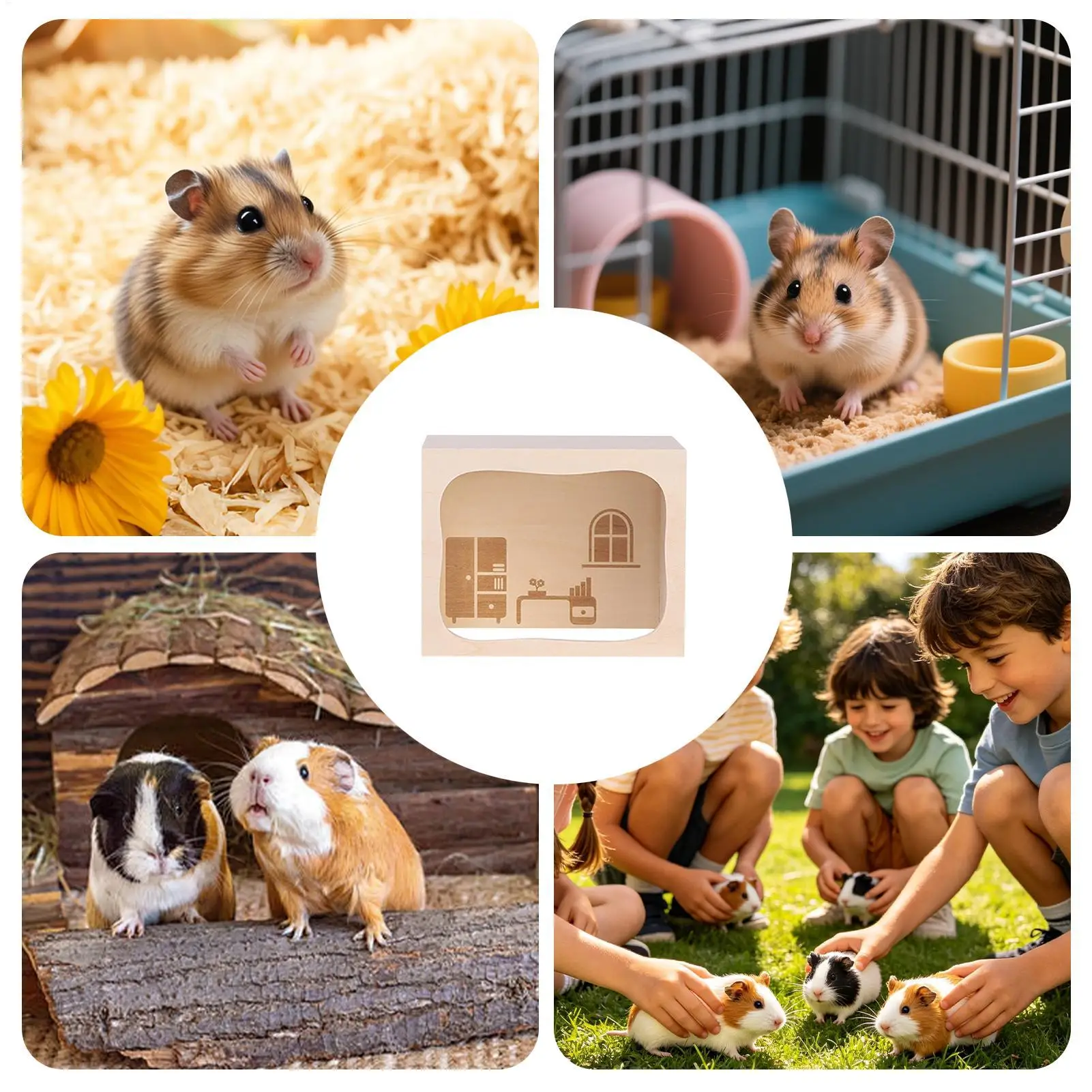 Hamster Cage Wooden Openable Top Enrichment Small Animal Houses & Habitats For Climbing Play Exploration Bunny Chinchilla Ferret