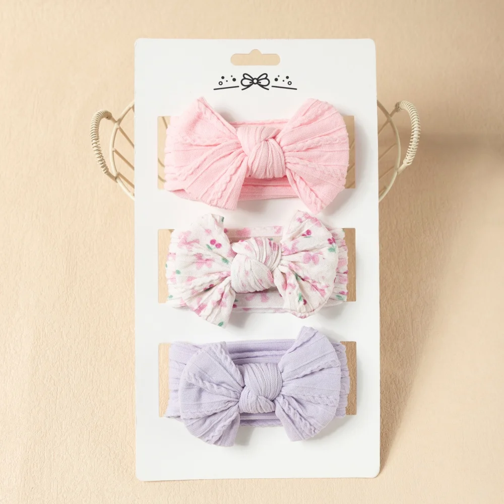 

3Pcs/Set Solid Nylon Bows Baby Headbands for Newborn Girls Cute Cherry Print Elastic Hairbands Kids Headwear Hair Accessories
