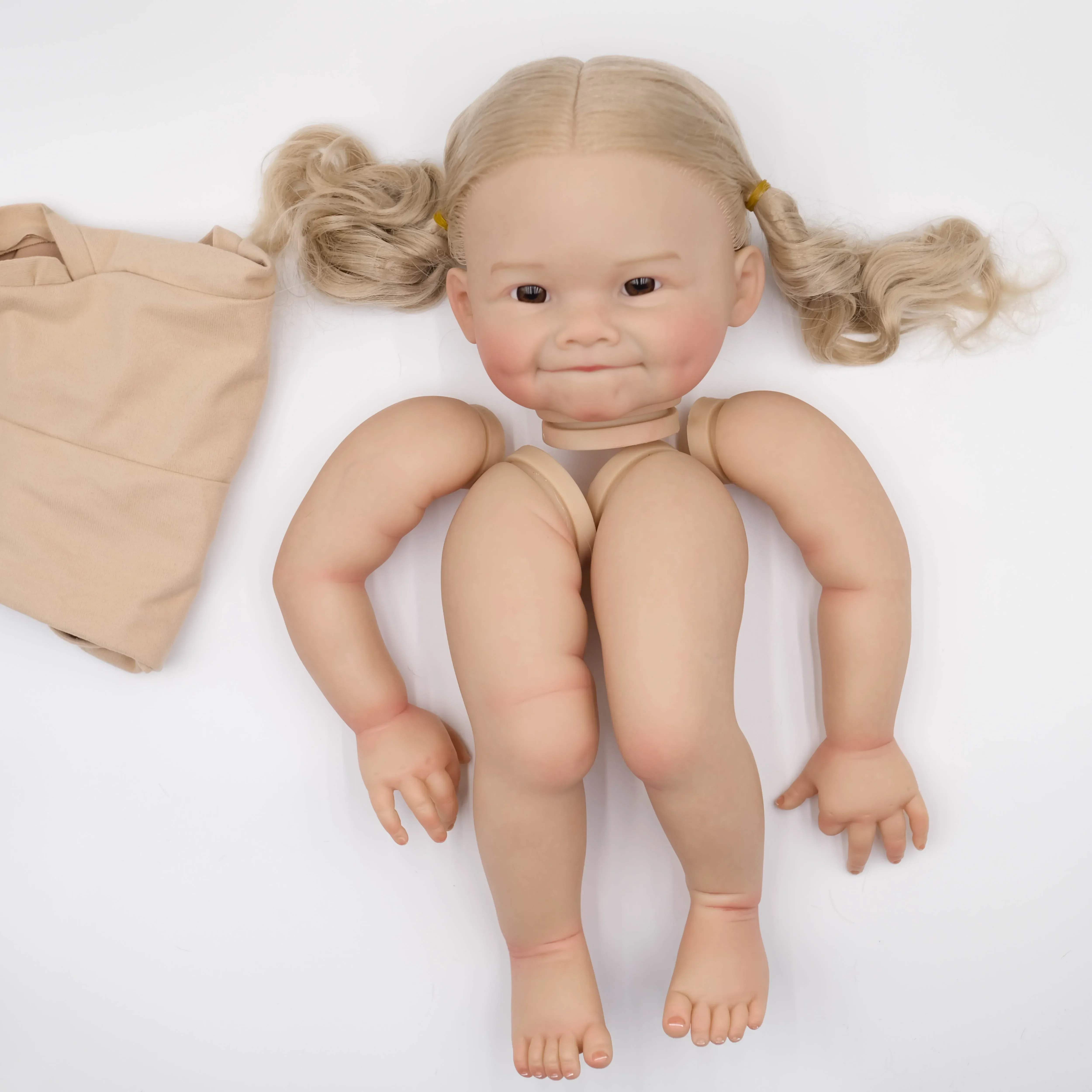 NPK 24inch Raya Reborn Baby Doll Size Already Painted Lifelike Soft Touch Flexible finished Doll Parts With Hand Root hair