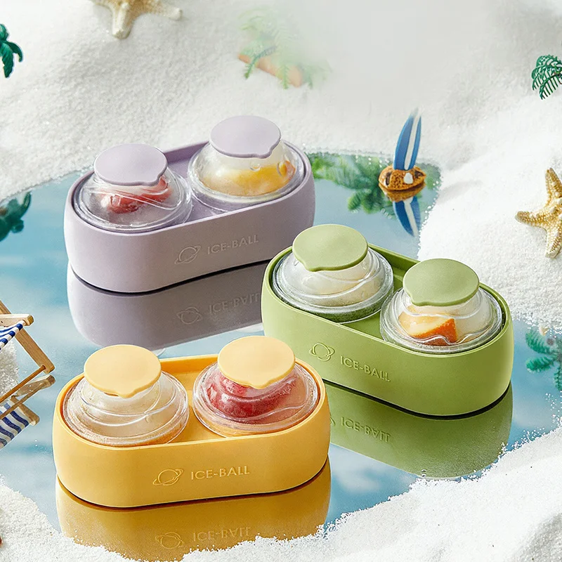 

Home Use Press Circular Ice Hockey Food Grade Silicone Double Cavity Ice Tray Mold For Homemade Coffee Drinks Whiskey Cocktails