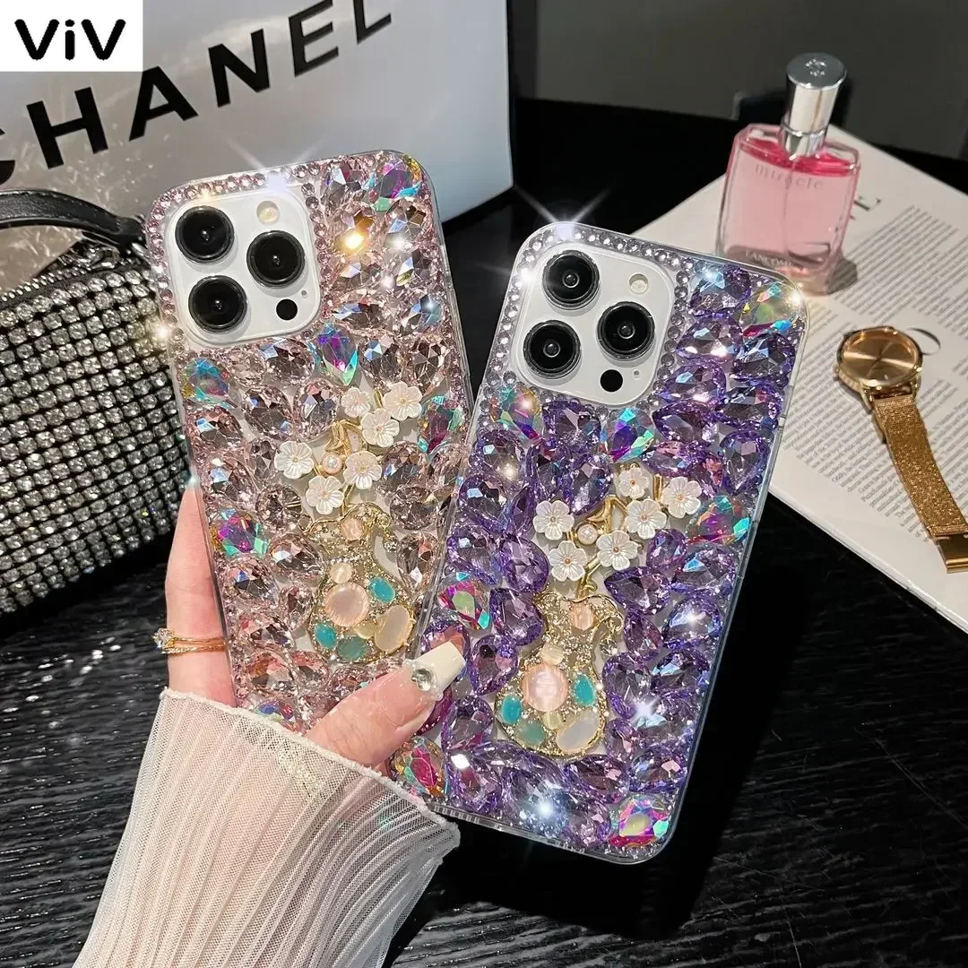 3D Vase Flower Diamond Phone Case For Xiaomi Redmi9A 9C Note8 9Pro Note10S Note11 Pro 12Pro Cover Crystal Telefon Funda Coque vi