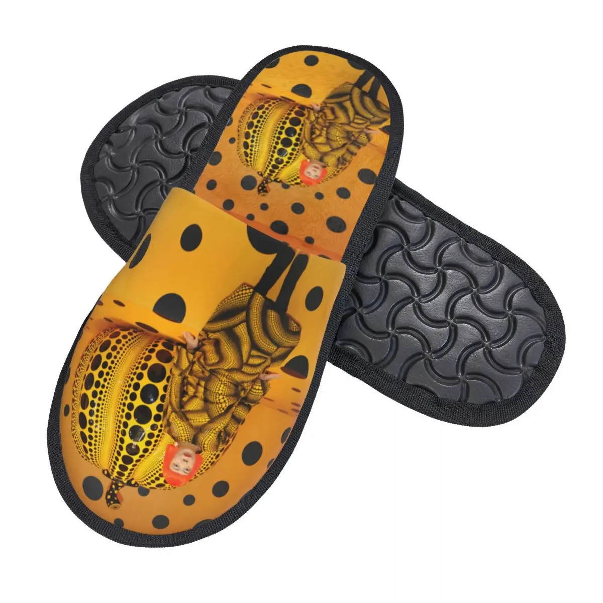 Custom Print Women Yayoi Kusama Pumkin House Slippers Cozy Warm Abstract Art Memory Foam Fluffy Slipper Indoor Outdoor Shoes