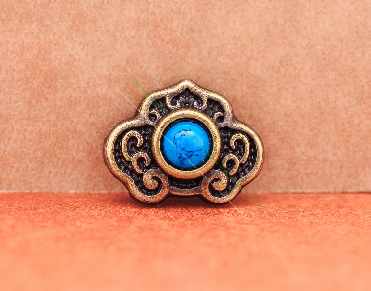 DW239810Pcs 15*20mm Vintage Brass Keyring Belt Leathercraft Luggage Bag Hardware Conchos Screw Back Belt Wallet Stud Rivet
