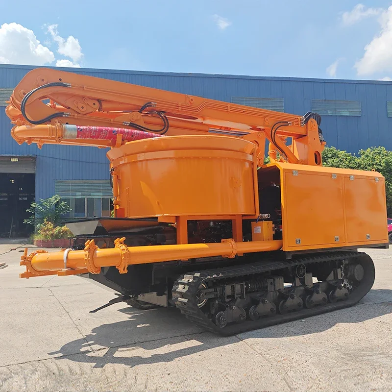 Crawler-type Mixing Boom Pump Concrete Delivery Truck Wireless Remote Control Hydraulic Telescopic Cloth Self-mixing Sky 