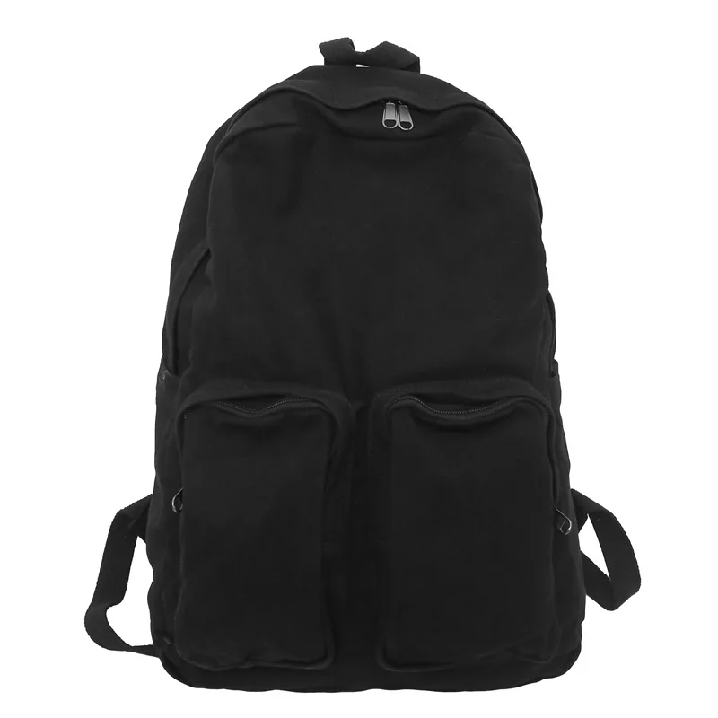 Mochila de viaje para hombre y mujer, bolso grande de lona con doble hombro, color negro