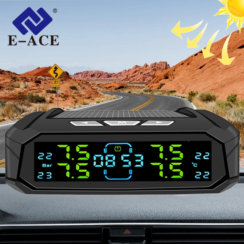 4 Tires Pressure Solar TPMS USB Risk Warning Real Time Monitor External Build-in Sensor Low Power Consumotion For More Vehicles