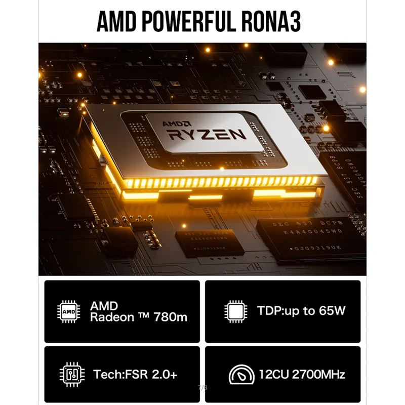 GMKtec Mini Pc GMK K6 AMD Ryzen7 R7 7840HS NUCBOX Design of dual fan system Window11 Pro AMD Radeon™ 780M Type-C Thunderbolt 4.0