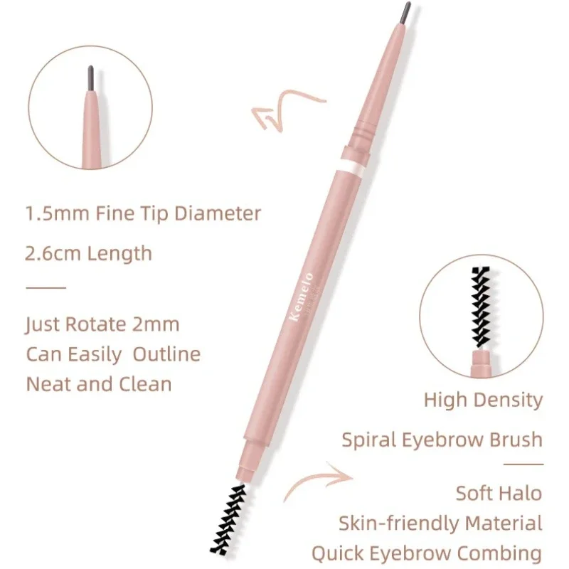 1.5 มม.Ultra Fine Double-Ended ดินสอเขียนคิ้วกันน้ํา Eyebrow Enhancers เหงื่อ Long Lasting Professional Eye แต่งหน้าผู้หญิง