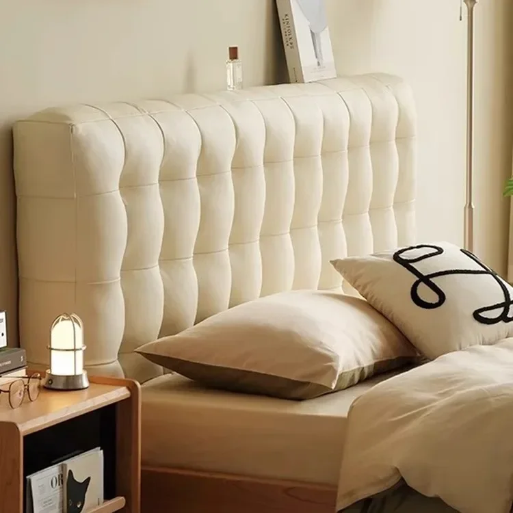 

High-end atmospheric double bed Nordic simple bed cream wind soft bag