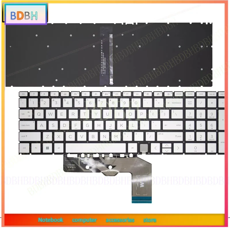 silver Keyboard For HP Envy x360 15-EE 15M-ED TPN-C149 15-AG TPN-W140 Backlit