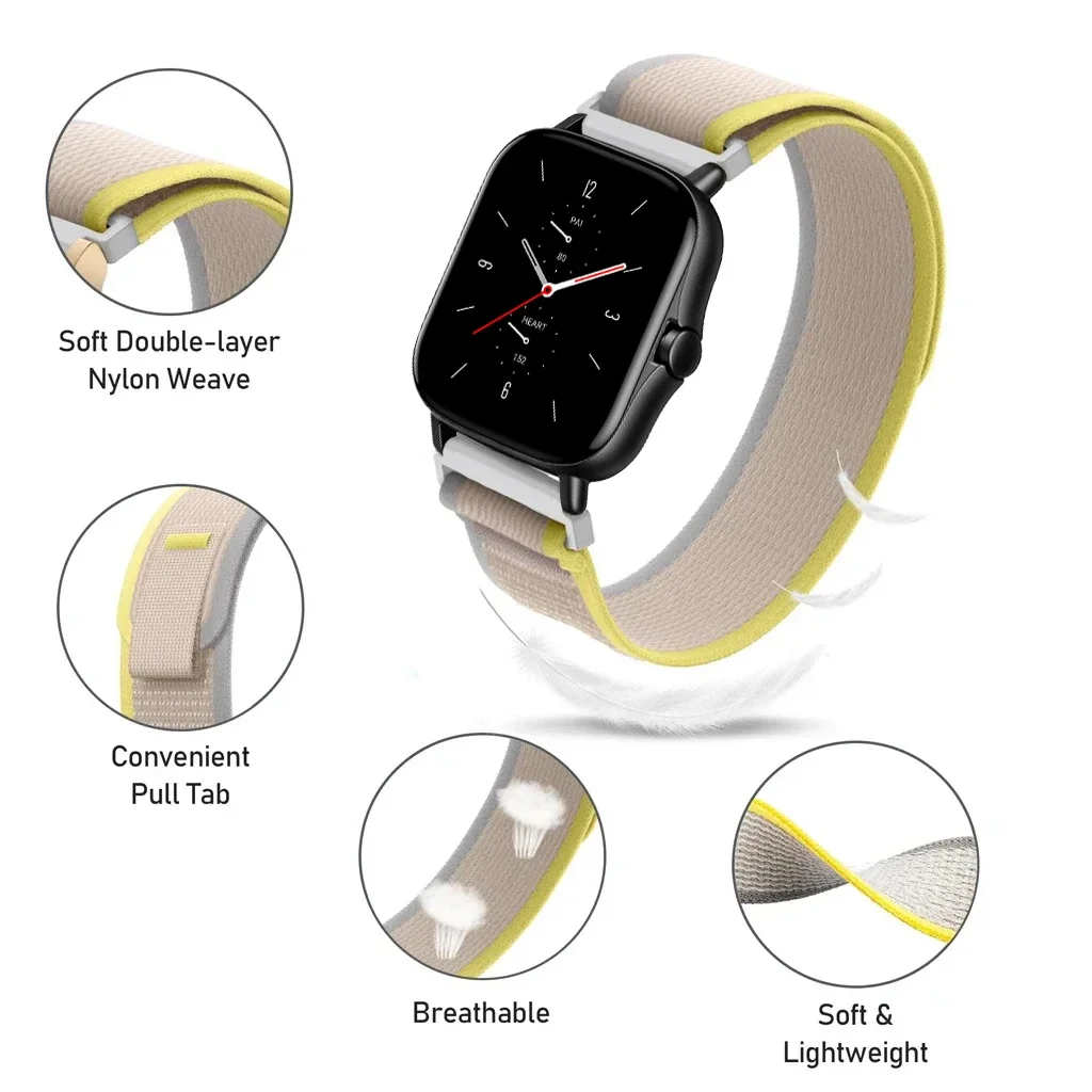 20mm 22mm Band For Amazfit Bip 5 Gts 2 3 4 Gtr 4 42mm 47mm Nylon Coorea Wristband Belt Bracelet HUAWEI Watch GT 2 3 Pro Strap