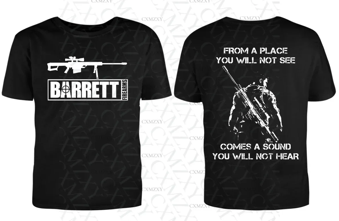 

LE Barrett Firearms Men's Clothing Cotton T-shirt with double-sided print for men and women graphic t-shirts