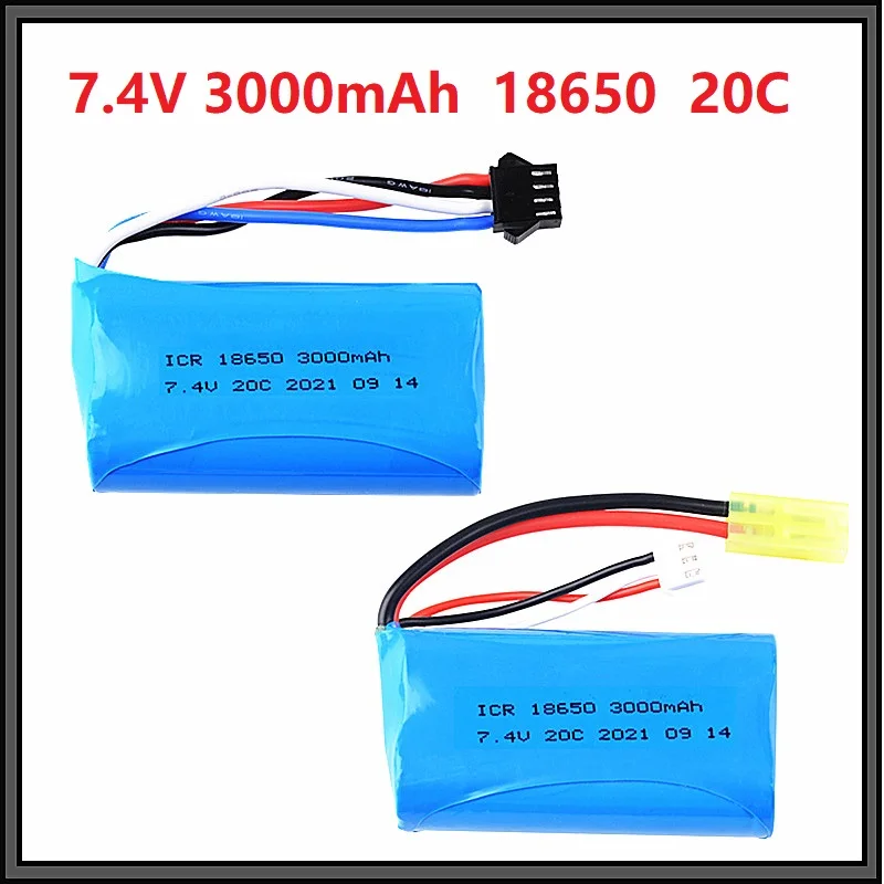 

18650 Battery 7.4V 3000Mah 20C Li-ion Battery For MJX T40 T40C F39 F49 T39 RC Helicopter Parts RC Car 2S for Wltoys 10428 12428