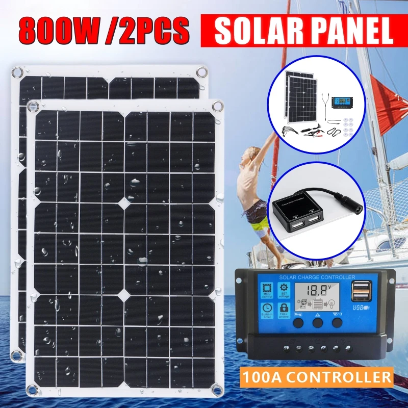 400W8000WPortable Solar Panel Power Bank,12V Solar Panel Kit Controller Solar Plate For Home/Camping/RV/Car Fast Battery Charger