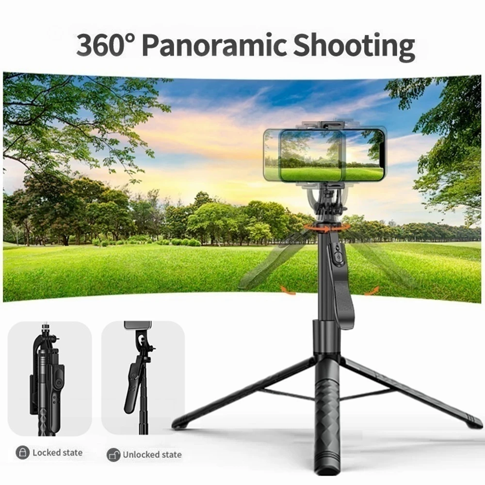 68.9’‘/175cm Tall Wireless Selfie Stick 360° Rotation Panorama Phone Holder Tripod for Mobile Smartphone Action Camera Gimbal