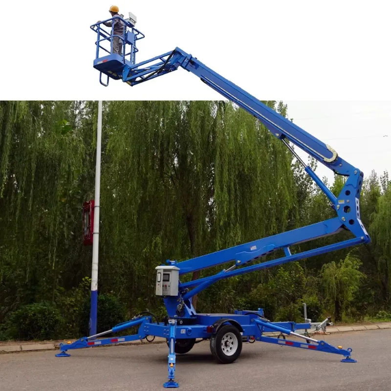 small 10~ 21m electric diesel cherry picker crawler boom lift automatic leveling