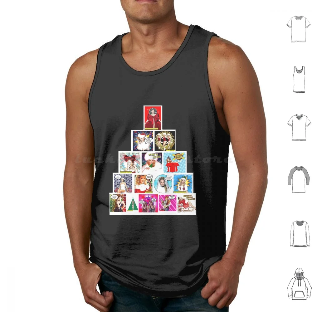 Kylie Minogue-Pow Wow Kissmas Tree Tank Tops Print Cotton Kylie Minogue Kylie Christmas Christmas Holidays Festive