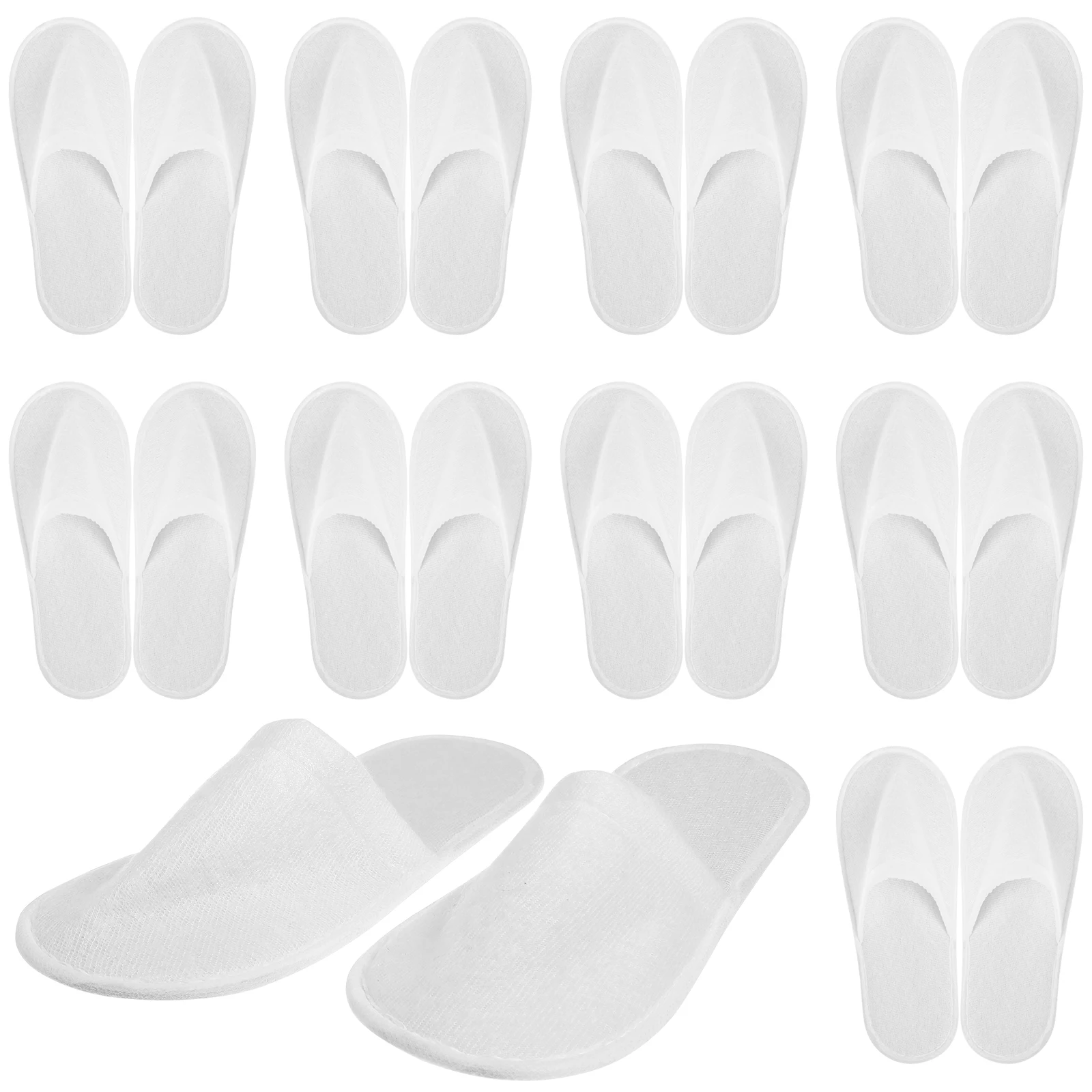 12 Pairs Disposable Spa Slippers Non-skid Coral Fleece Slippers for Home (White)