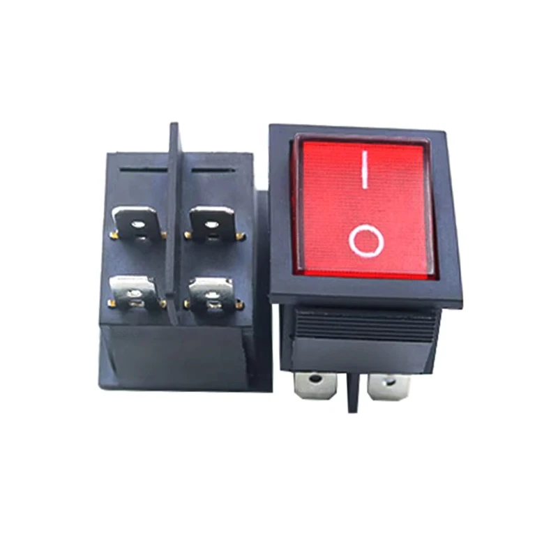 KCD7 Heavy Duty Waterproof Rocker Switch, DPST 4 Pin 20A/125V 15A/250V AC, Red/Green LED Lighted Panel Mount Switch