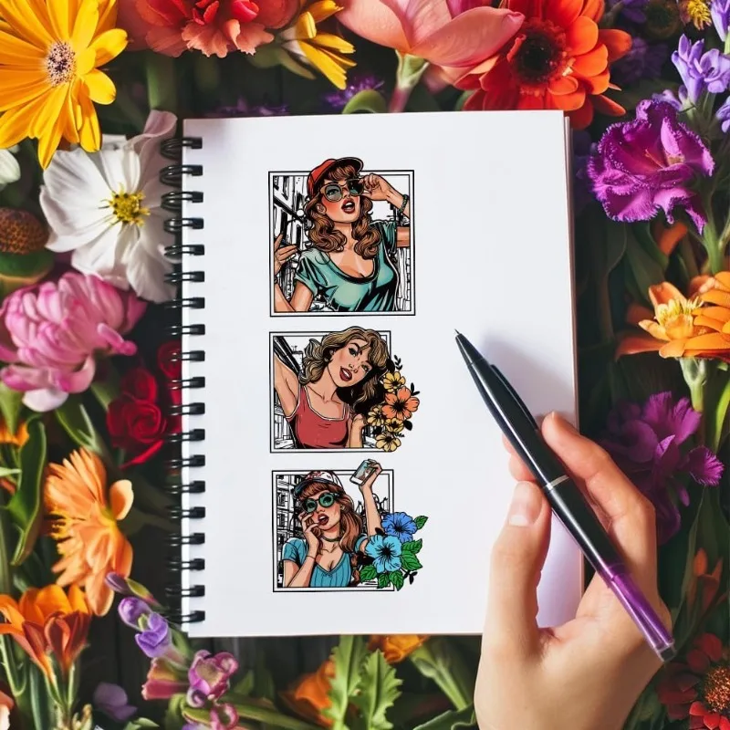 1Sheet Lady Clear Stamps Avatar Frame Silicone Clear Stamp Seals Flowers Transparent Stamps for DIY Scrapbooking Cards Making