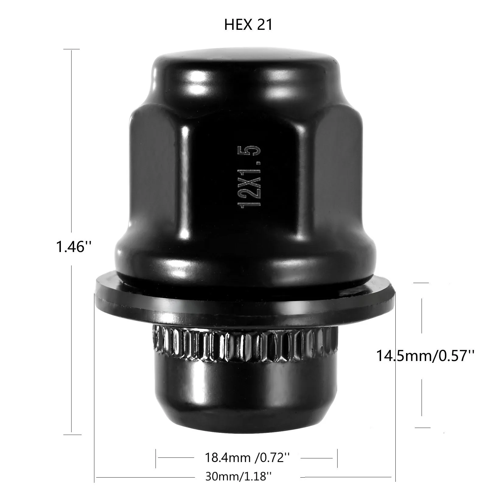 Black M12x1.5 Hex Bolts Lug Nuts 13/16' 21mm Wheel Nuts Compatible with Toyota Lexus Scion Isuzu for Automotive Use