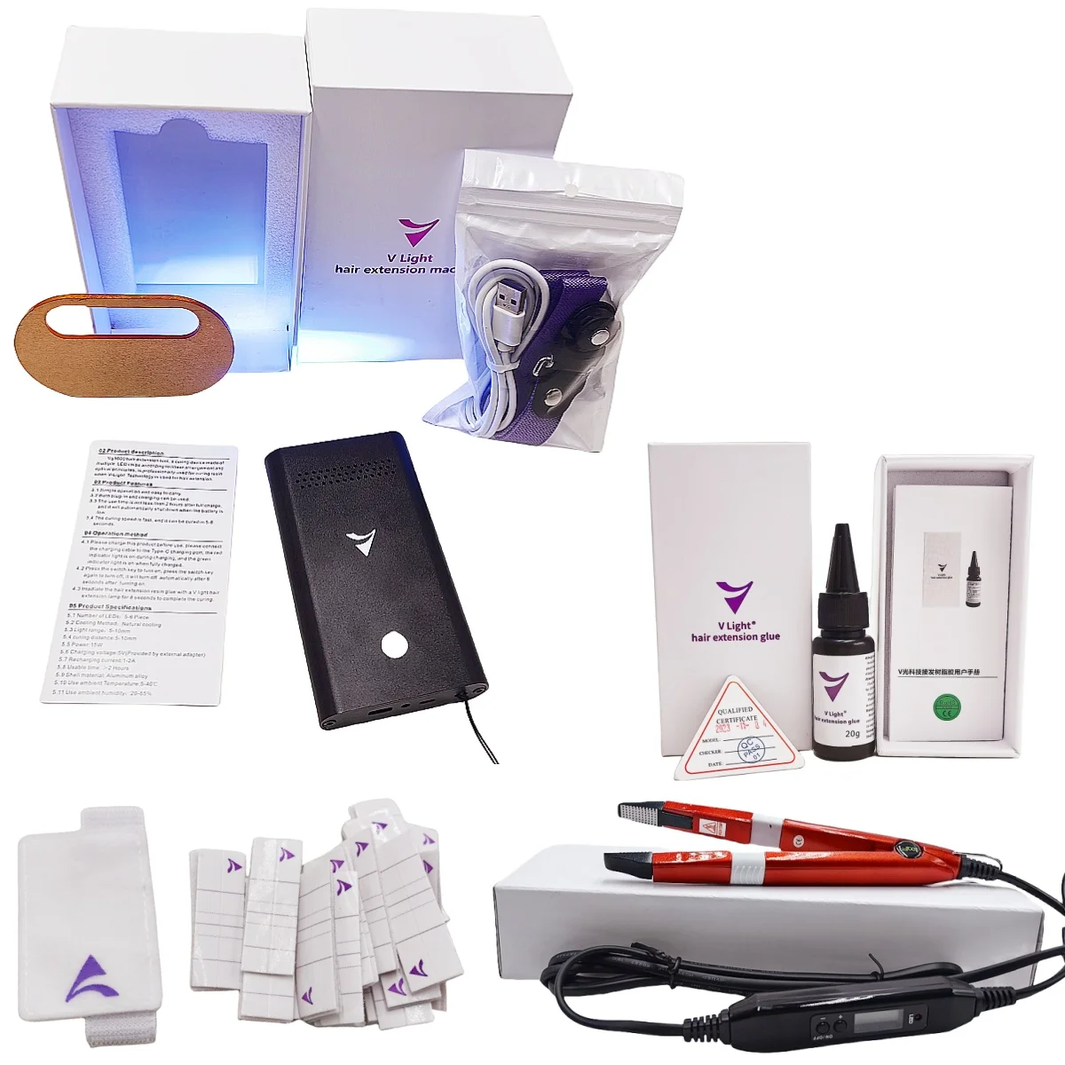 V Light Technology parrucca di estensione dei capelli pezzo di capelli capelli veri strumento di innesto rapido strumento solido e senza tracce per l'estensione dei capelli del nastro