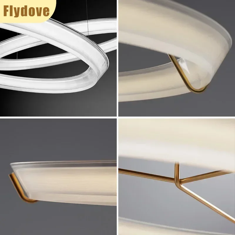 Spanish Living Room Pendant Light Creative Dining Room Kitchen Circular Pendant Light Acrylic Decorative LED Lighting Fixtures