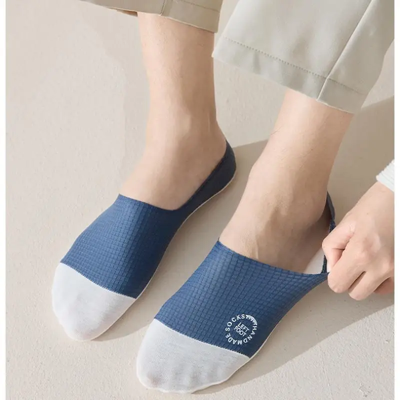 Calcetines informales de malla fina para hombre, 3 pares de cómodos calcetines invisibles para barco, resistentes al sudor con textura de gofre transpirable