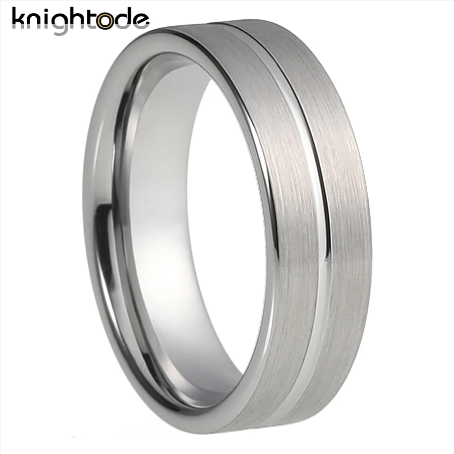 

WoMen's 6mm Brushed Finish Tungsten Carbide Fashion Rings For Men Center Grooved Wedding Bands