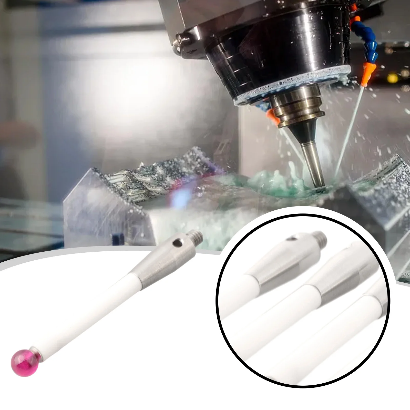 Red Cmm Probe Stylus Cmm Probe Stylus Straight Styli 6mm Diameter Ceramic Stem Gemstones For CMM Machine Tools