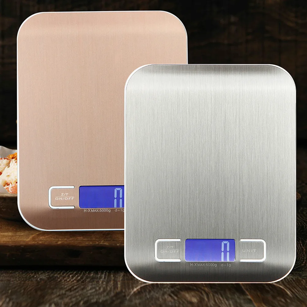 

Kitchen 5Kg/1G Stainless Steel Digital Baking Cooking High Precision Electronic Weighing Rose Gold Lcd Display Compact