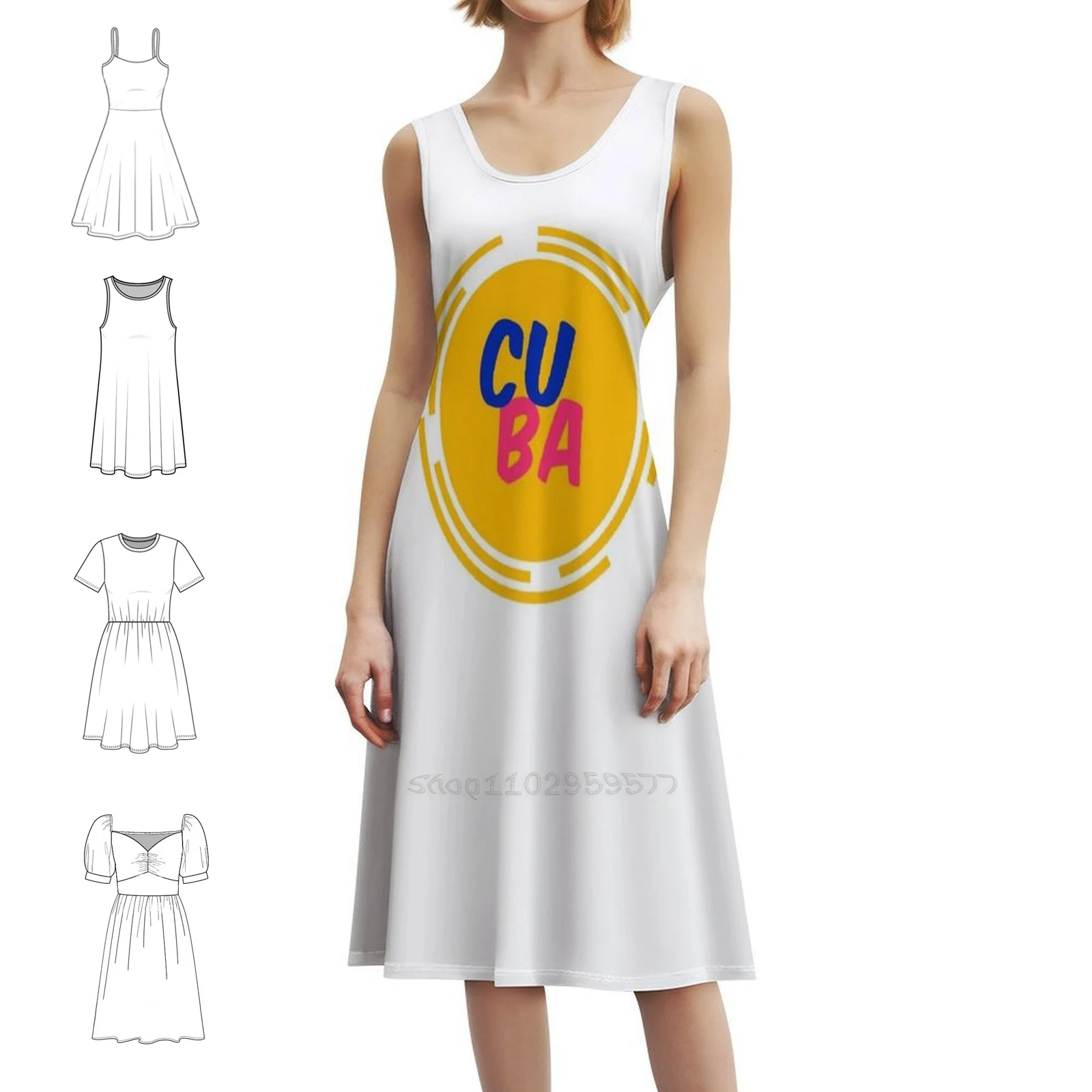 كوبا فستان عطلة مثير للنساء شاطئ حفلة عيد ميلاد فستان قصير المكسيك السفر البلدان فستان ألوان سعيدة للفتيات #1