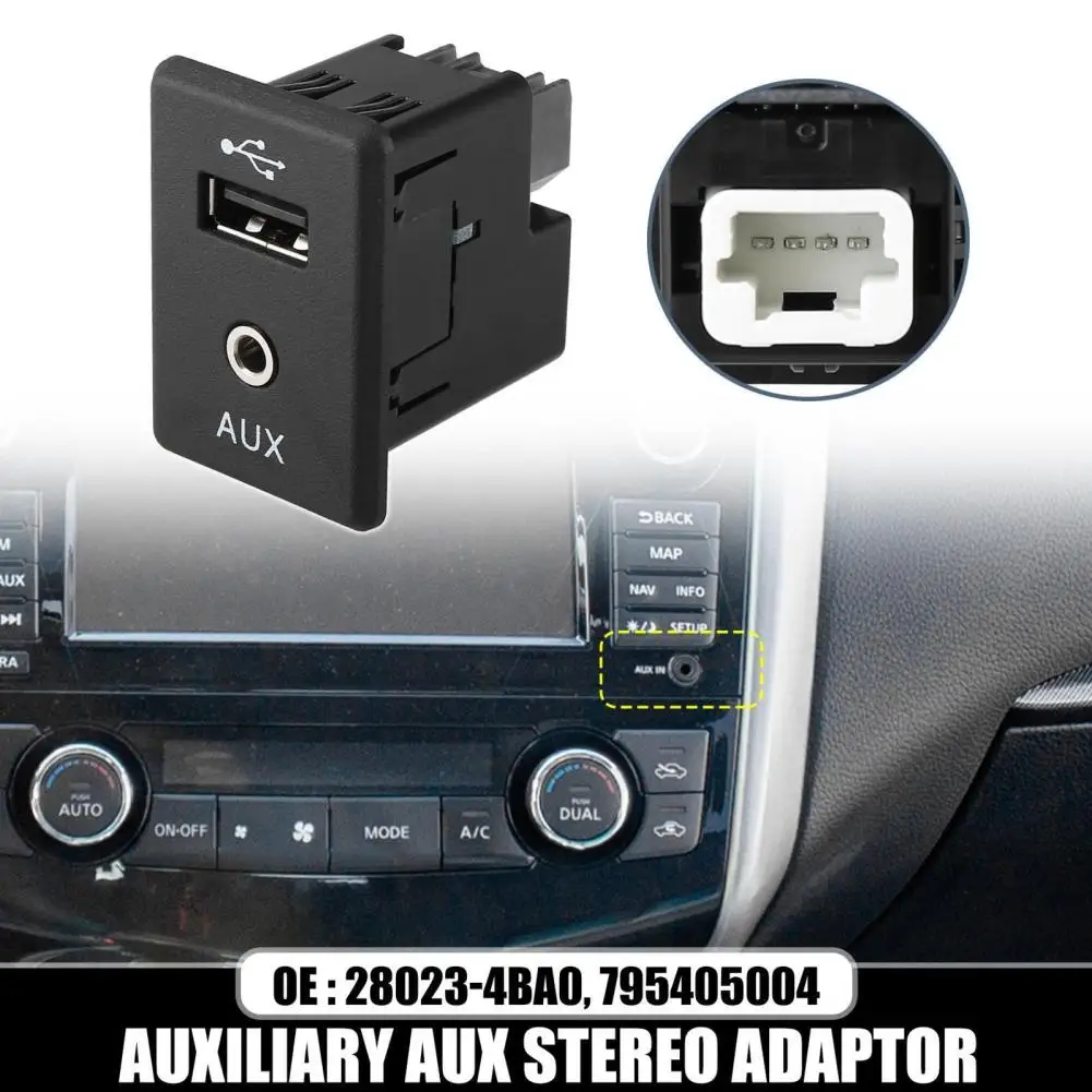 

Car USB Connector Audio Video Auxiliary Jack 795405004 28023-4BA0 Compatible For 370Z Altima Frontier Kicks NV Rogue Xterra