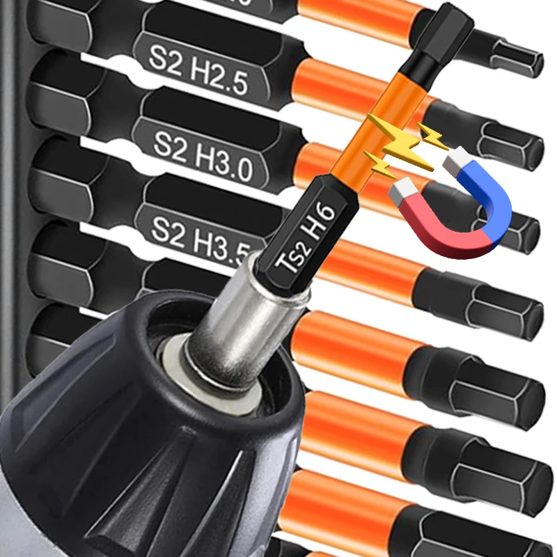 

7/1pcs Screwdriver Hex Head Bit Magnetic Hexagonal Handle Extension Rod Wrench Drill Bit Set Hardware Repair Power Tools H1.5-H6