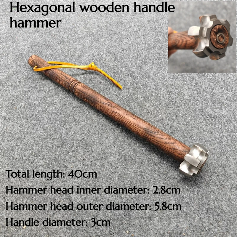 Retro Hexagonal Hammer Outdoor Camping Portable Car Mounted Self-defense Broken Window Safety Hammer